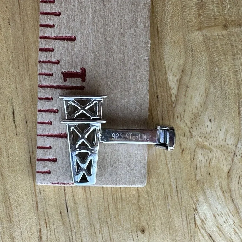 Ravi Ratan Signed Oil Drilling Rig Cufflinks 1 Inch‎ Energy Sterling 16.1 Grams